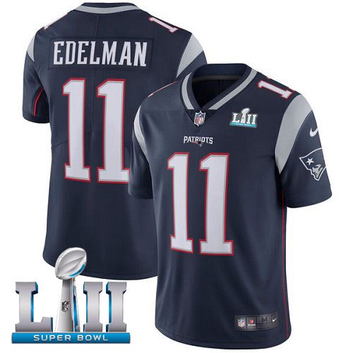 Men New England Patriots #11 Edelman Blue Limited 2018 Super Bowl NFL Jerseys->->NFL Jersey